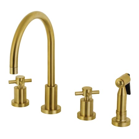 Kingston Brass KS8727DXBS Concord 8" Widespread Kitchen Faucet W/ Brass Sprayer, Brass KS8727DXBS
